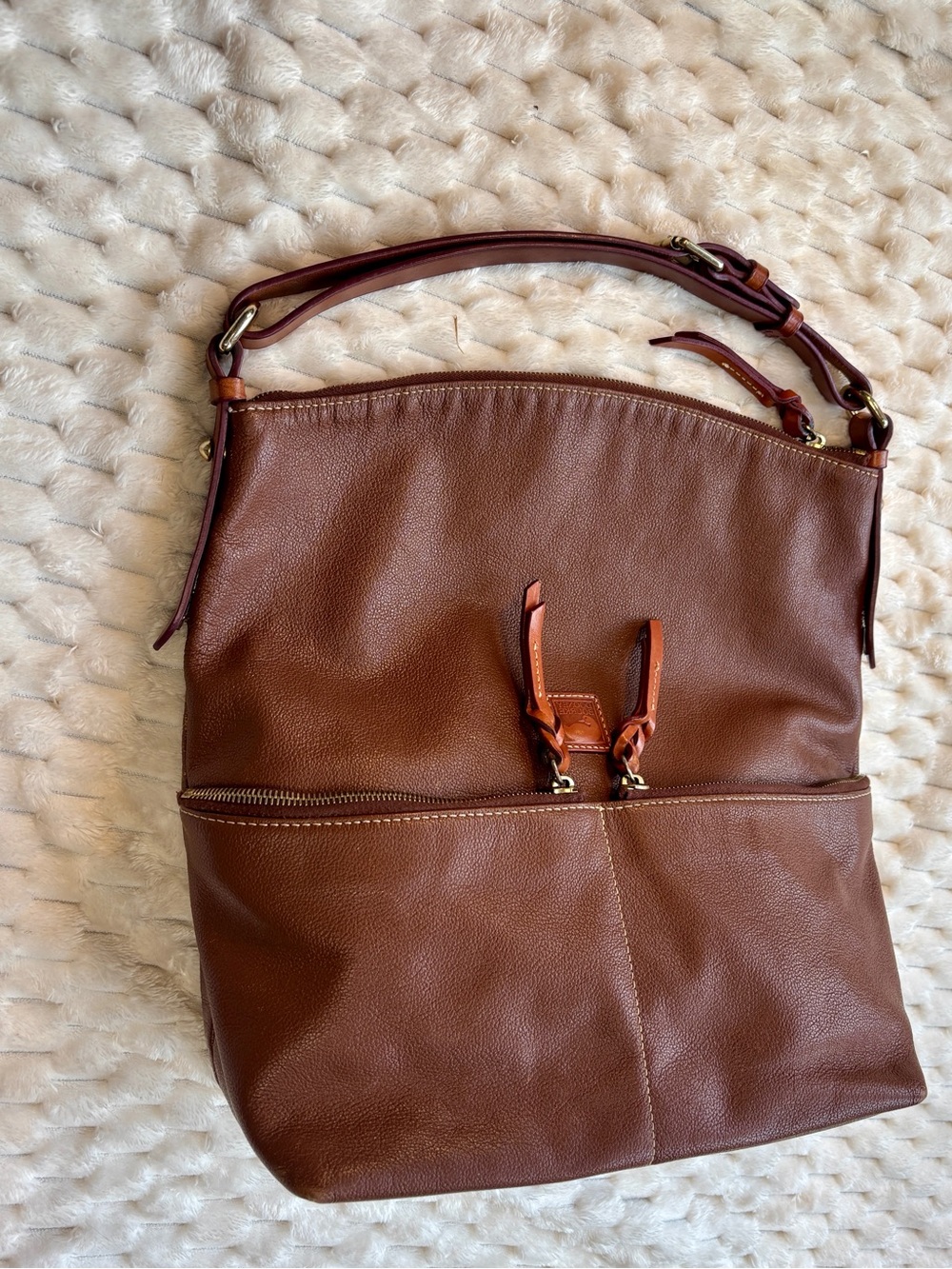 Dooney & Bourke Florentine Brown Pebbled Leather Large Hobo